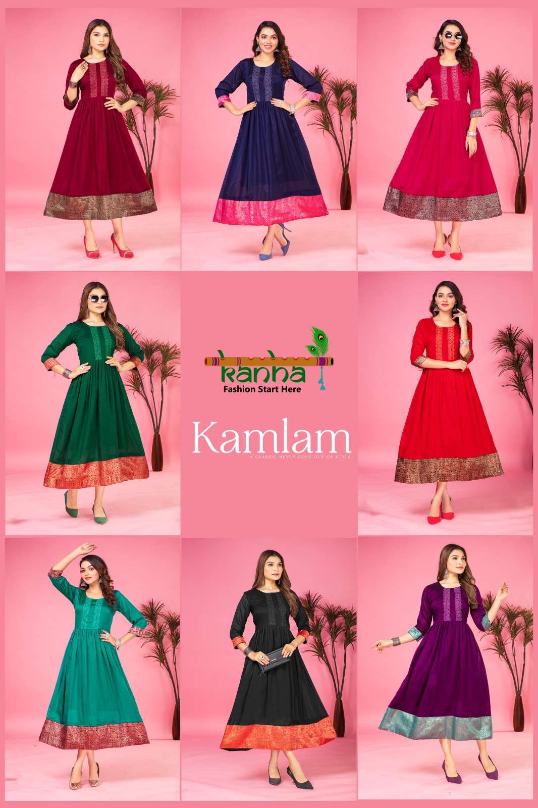 KAMLAM BUY KANHA DESIGNER PARTY WEAR LOWEST PRICE KURTIS SETS